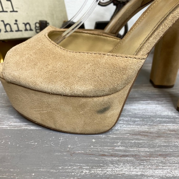 MICHAEL Michael Kors tan leather adjustable ankle strap block heels 9.5M - Picture 3 of 11